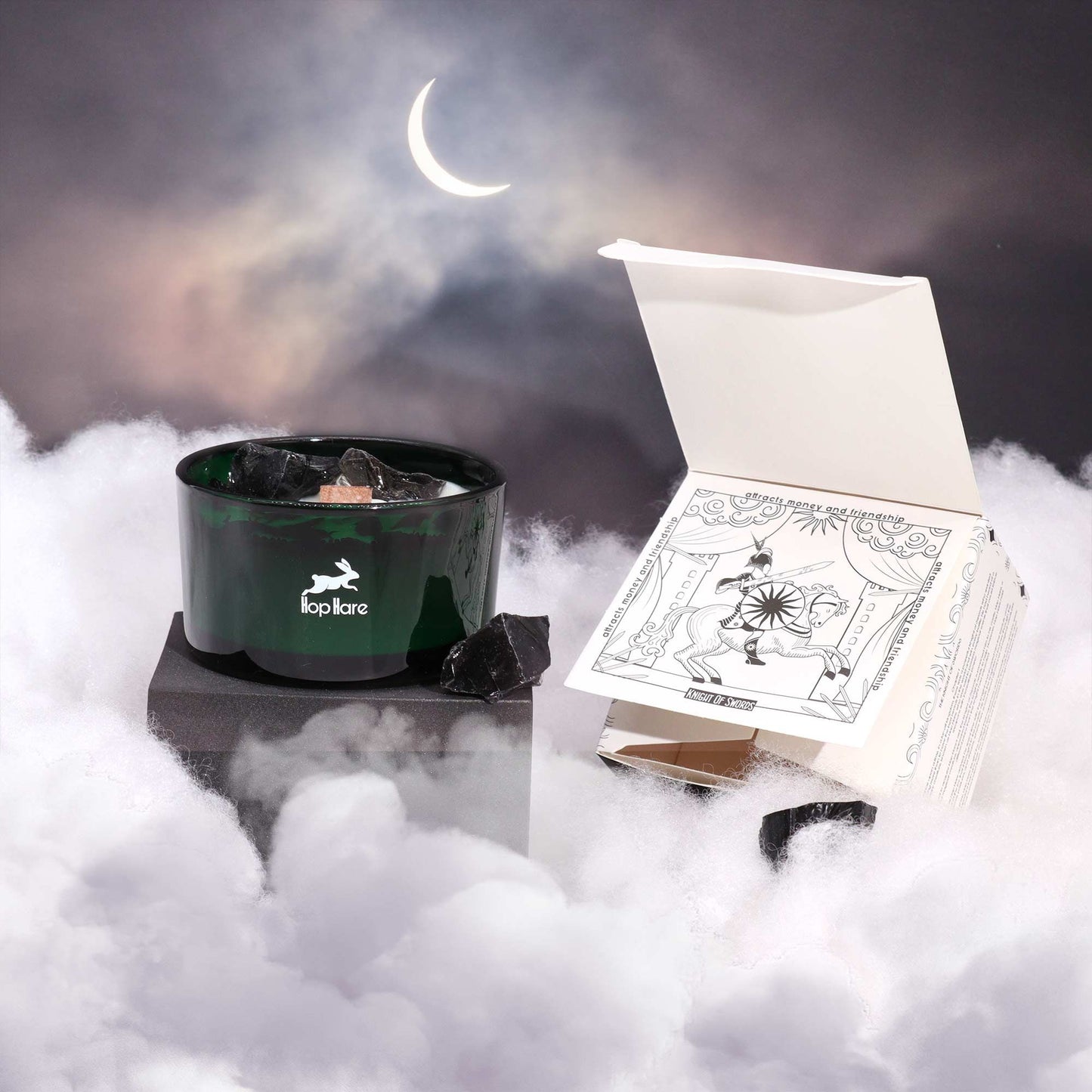 Hop Hare Křišťálová magická květinová svíčka – Král mečů