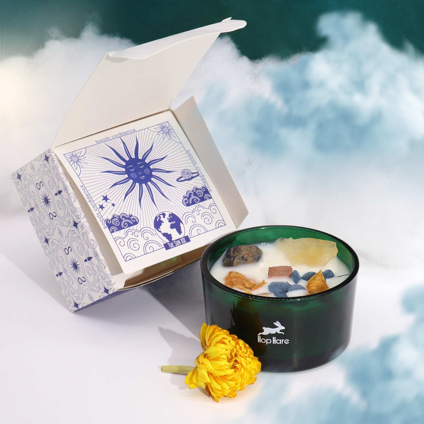 Hop Hare Křišťálová magická květinová svíčka – Slunce