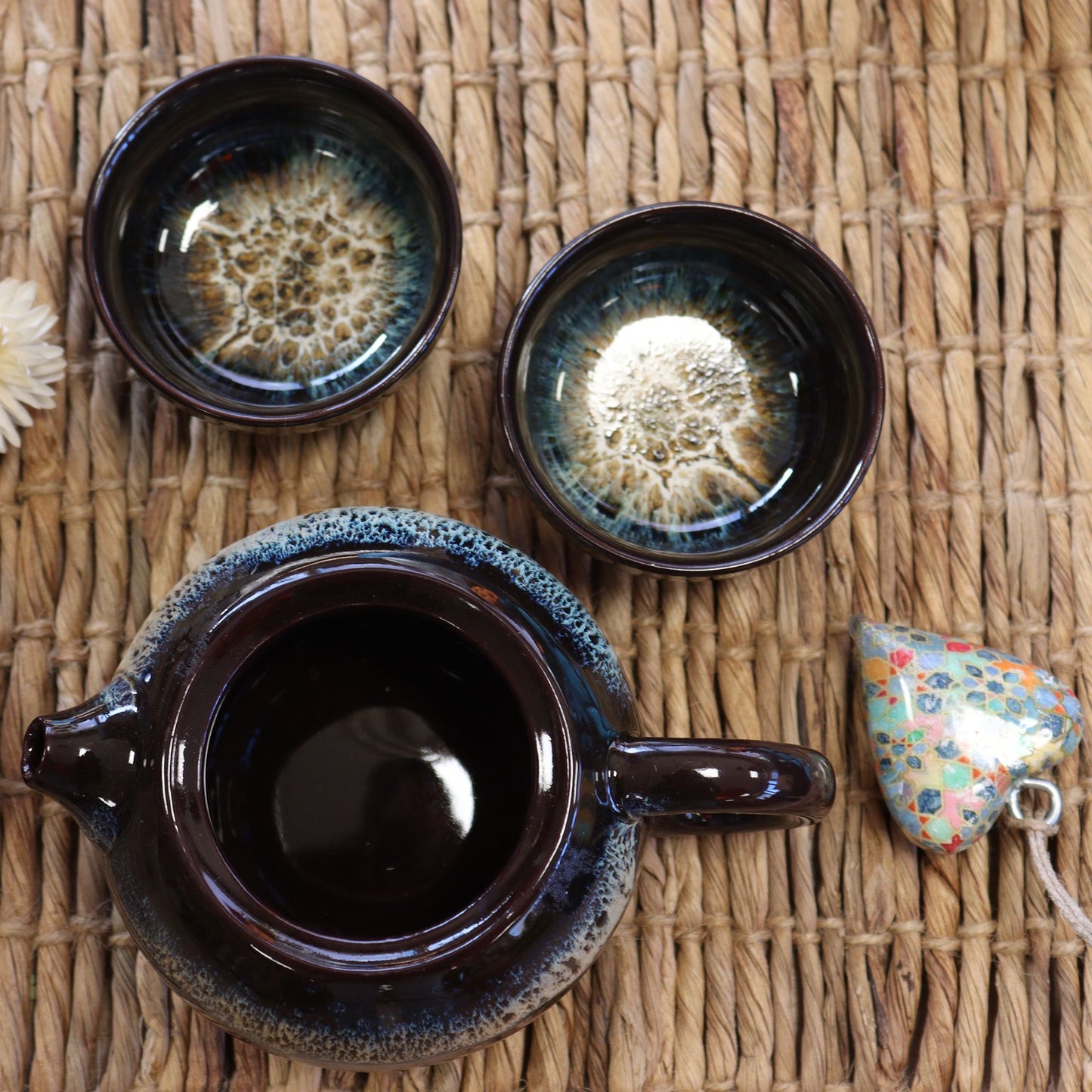 Set čajové konvice Herbal Black Glaze – konvice a dva šálky
