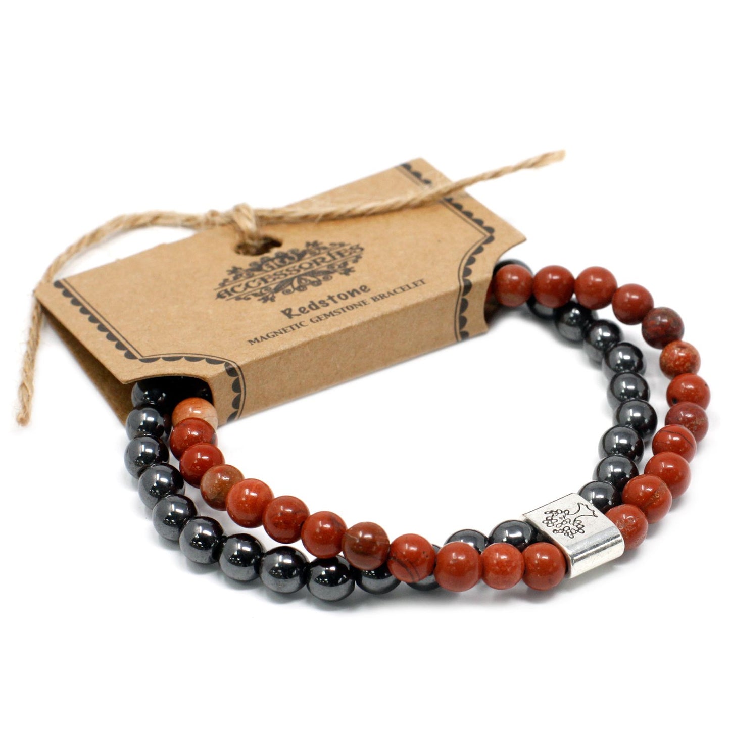 Magnetický náramek z drahých kamenů – Redstone (červený kámen)
