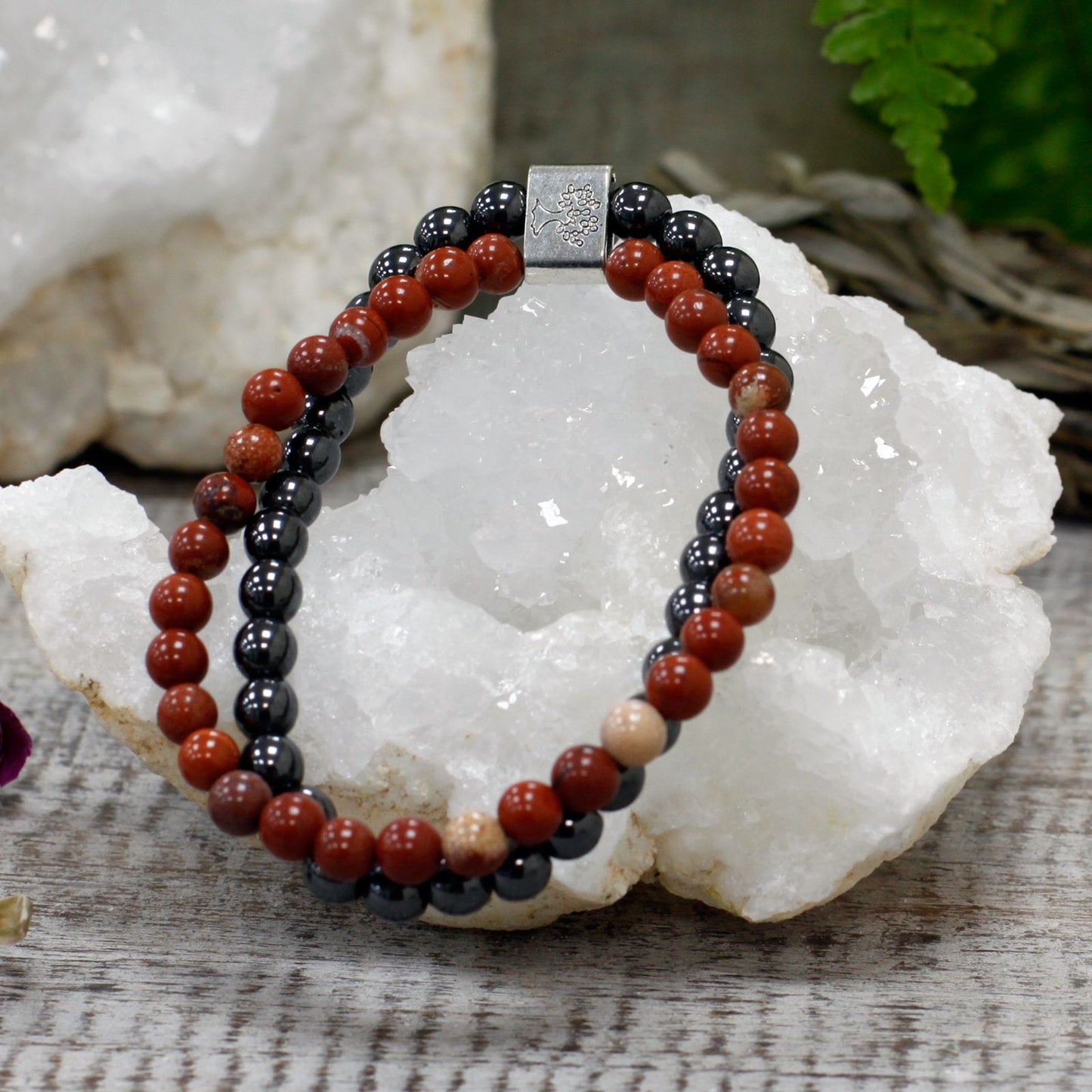 Magnetický náramek z drahých kamenů – Redstone (červený kámen)