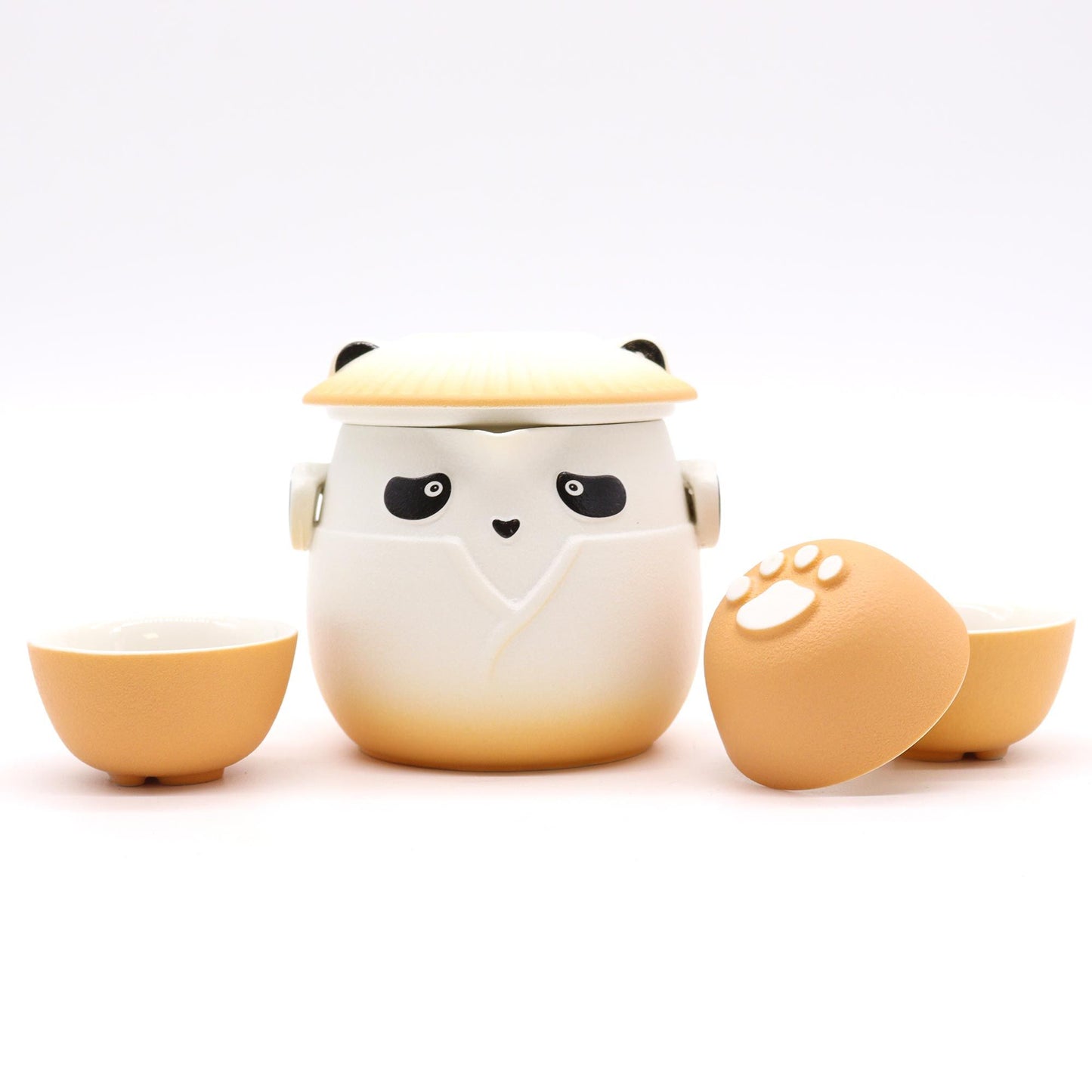 Set čajové konvice Panda a tři šálky – oranžový