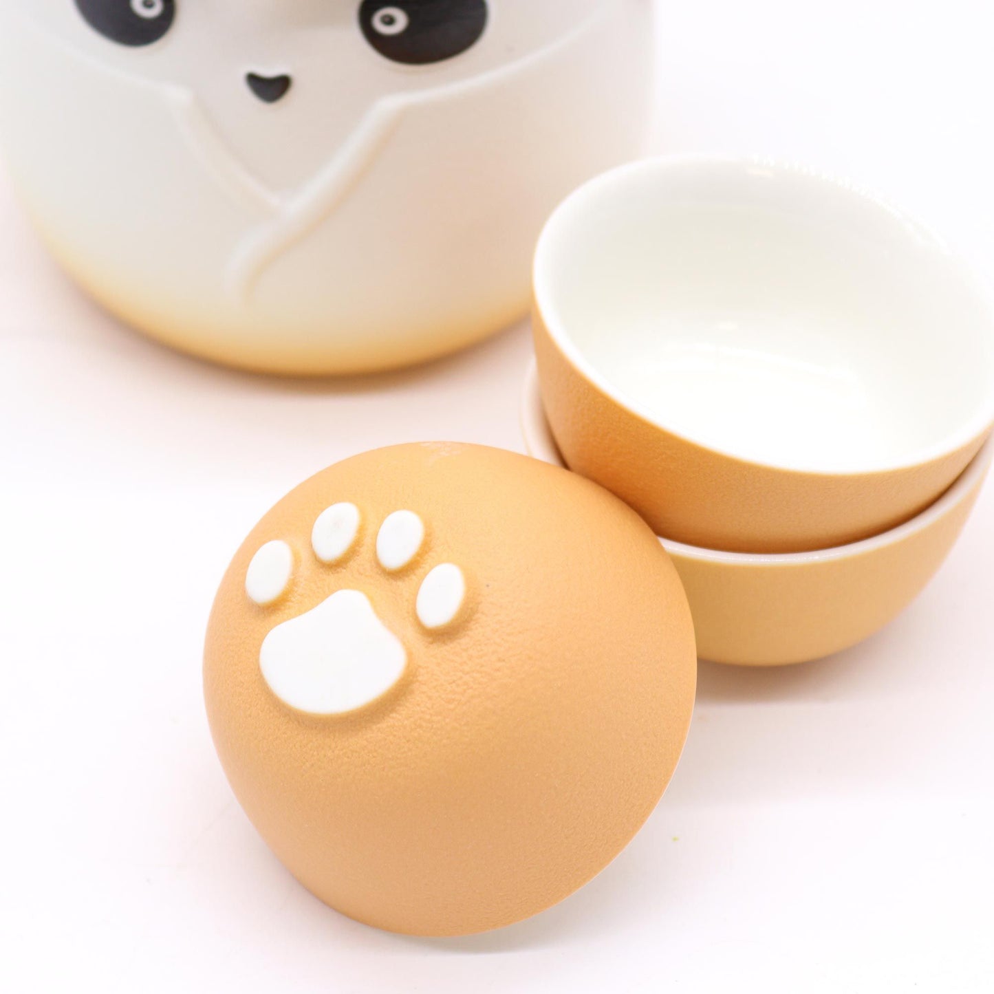 Set čajové konvice Panda a tři šálky – oranžový