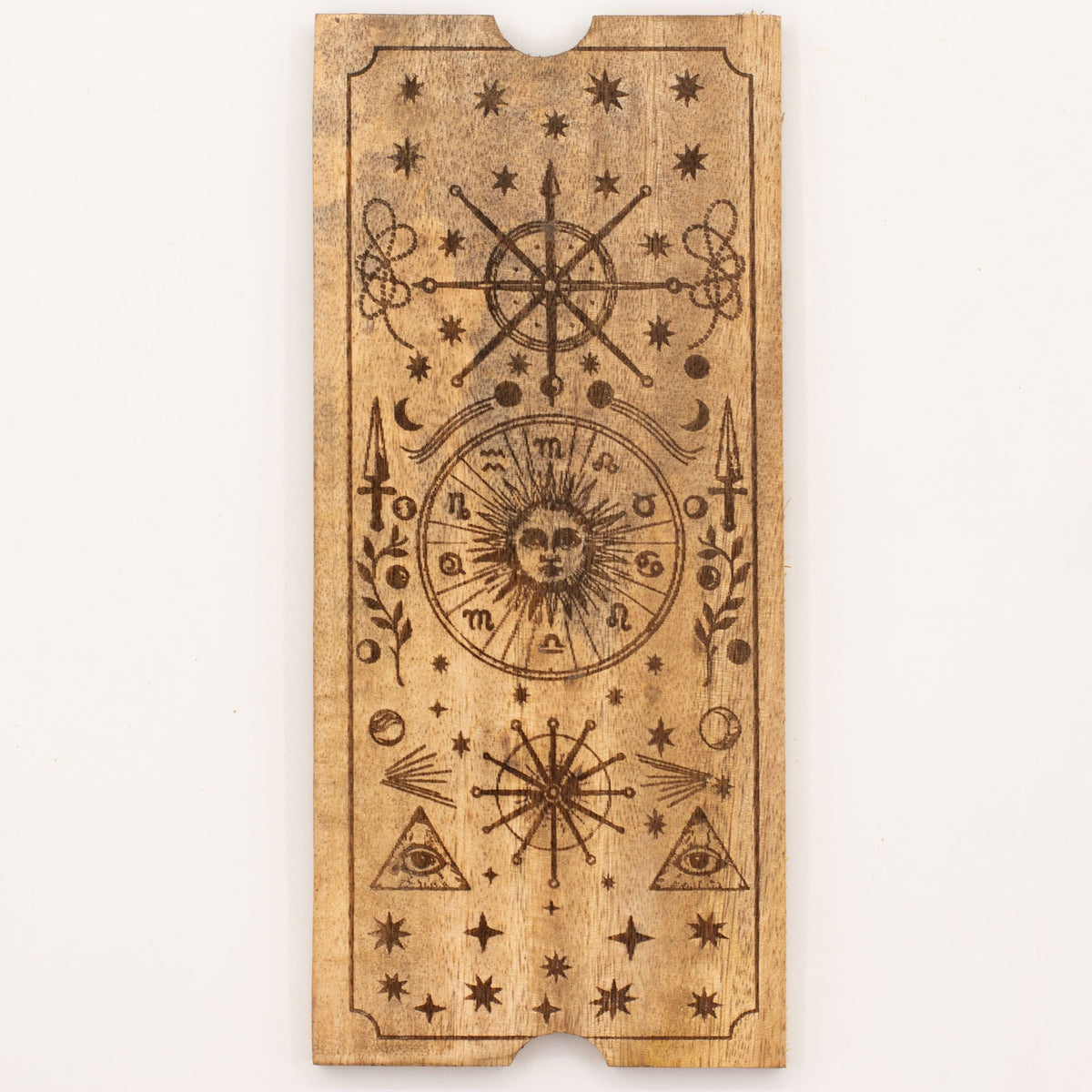 Krabička na tarot se čtyřmi přihrádkami – rytý motiv