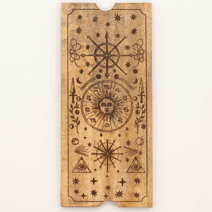Krabička na tarot se čtyřmi přihrádkami – rytý motiv