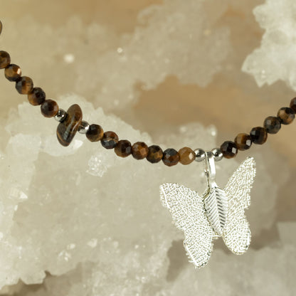 Minerální náhrdelník Nymph s motýlem – tygří oko