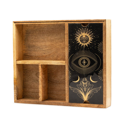 Organizér na tarot z mangového dřeva – čtyři přihrádky