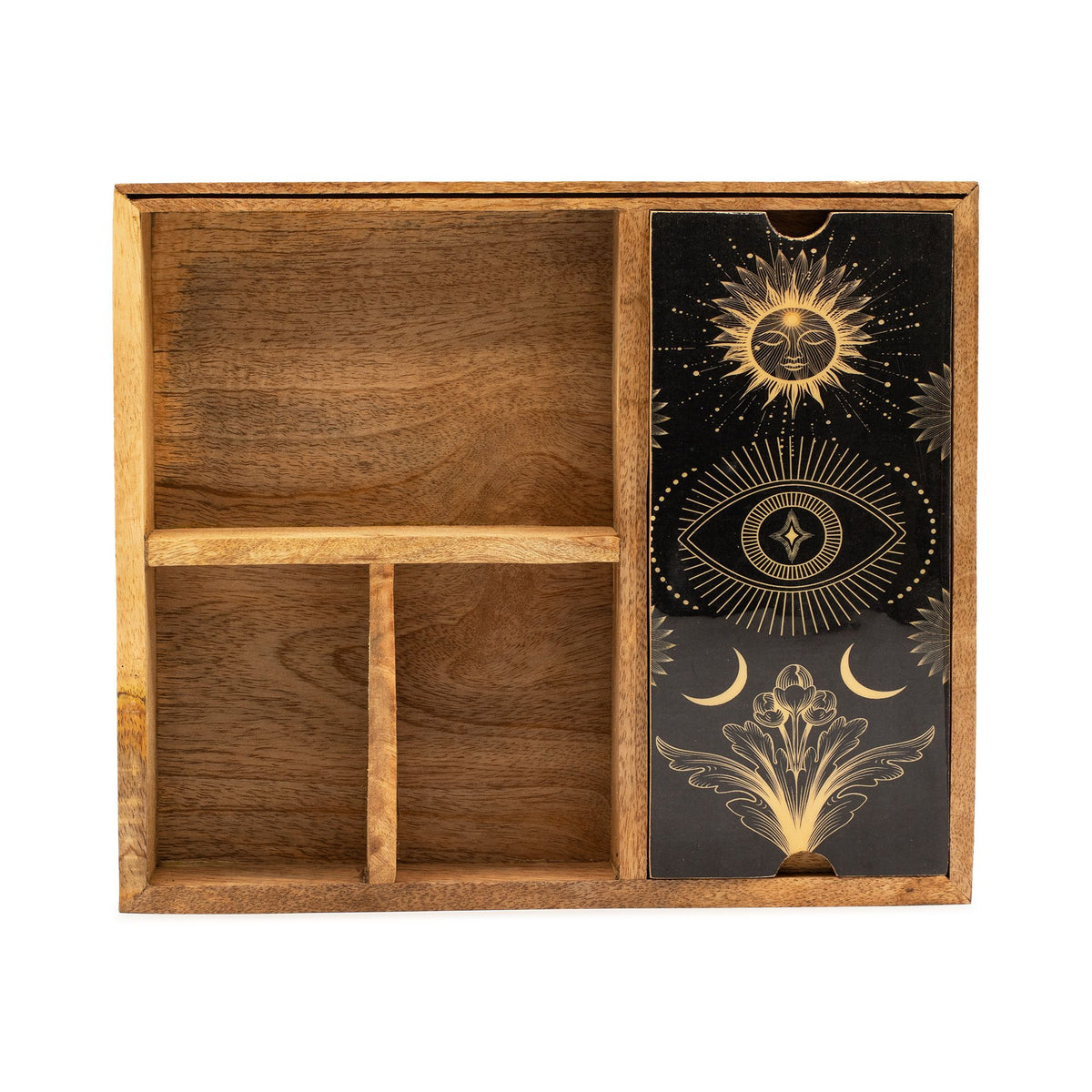 Organizér na tarot z mangového dřeva – čtyři přihrádky