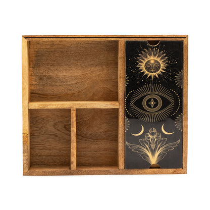 Organizér na tarot z mangového dřeva – čtyři přihrádky