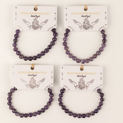 Jemný minerální náramek Petite – ametyst, 6 mm