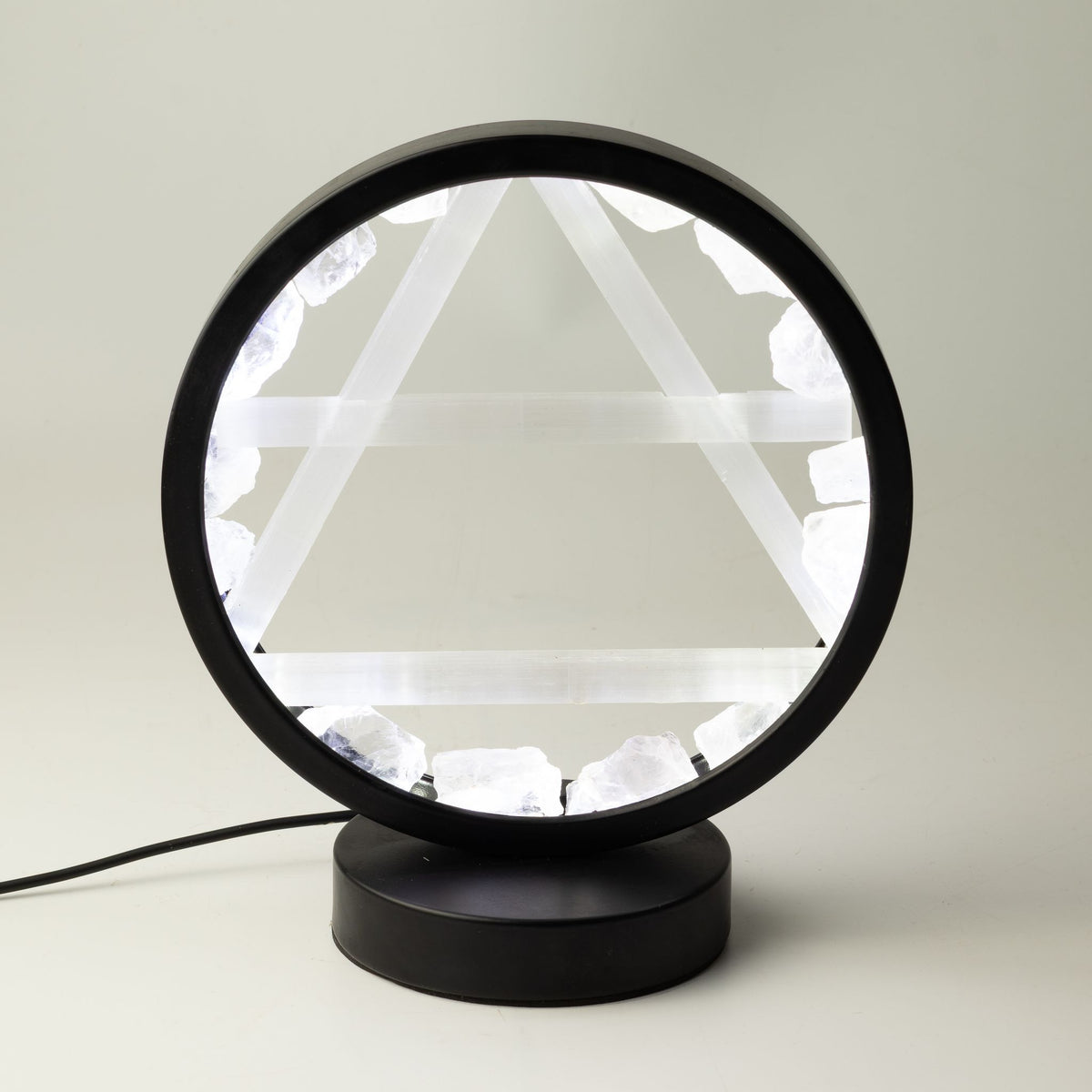 Dekorativní lampa Halo – křišťál a selenit · Vzduch