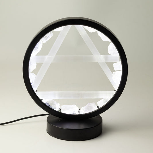 Dekorativní lampa Halo – křišťál a selenit · Vzduch