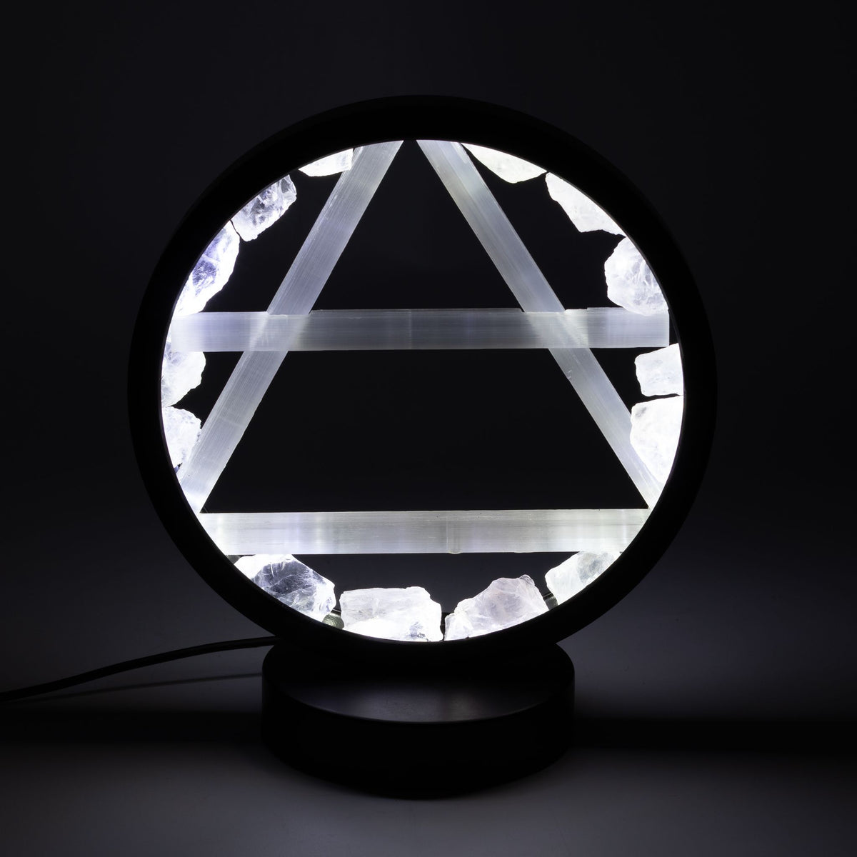 Dekorativní lampa Halo – křišťál a selenit · Vzduch