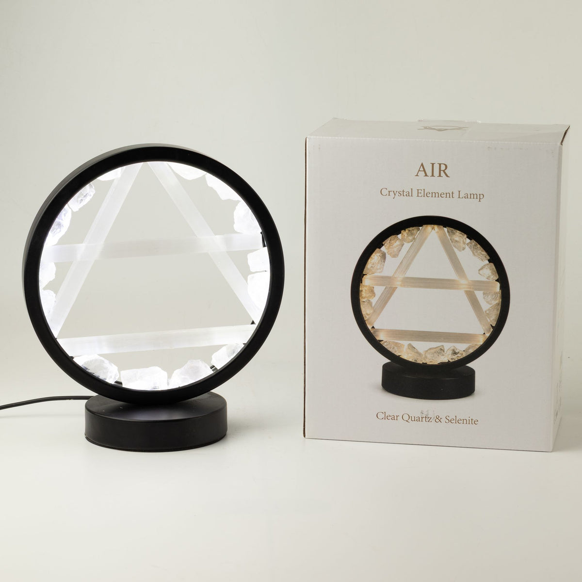 Dekorativní lampa Halo – křišťál a selenit · Vzduch