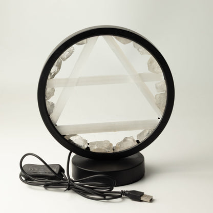 Dekorativní lampa Halo – křišťál a selenit · Vzduch