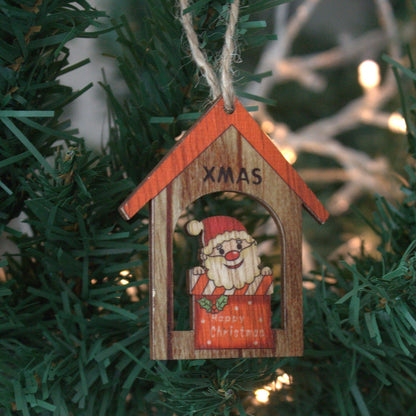 Balení 2 ks dřevěná vánoční dekorace – Xmas Santa Gift