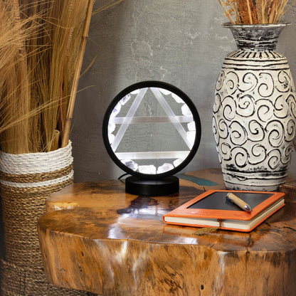 Dekorativní lampa Halo – křišťál a selenit · Vzduch