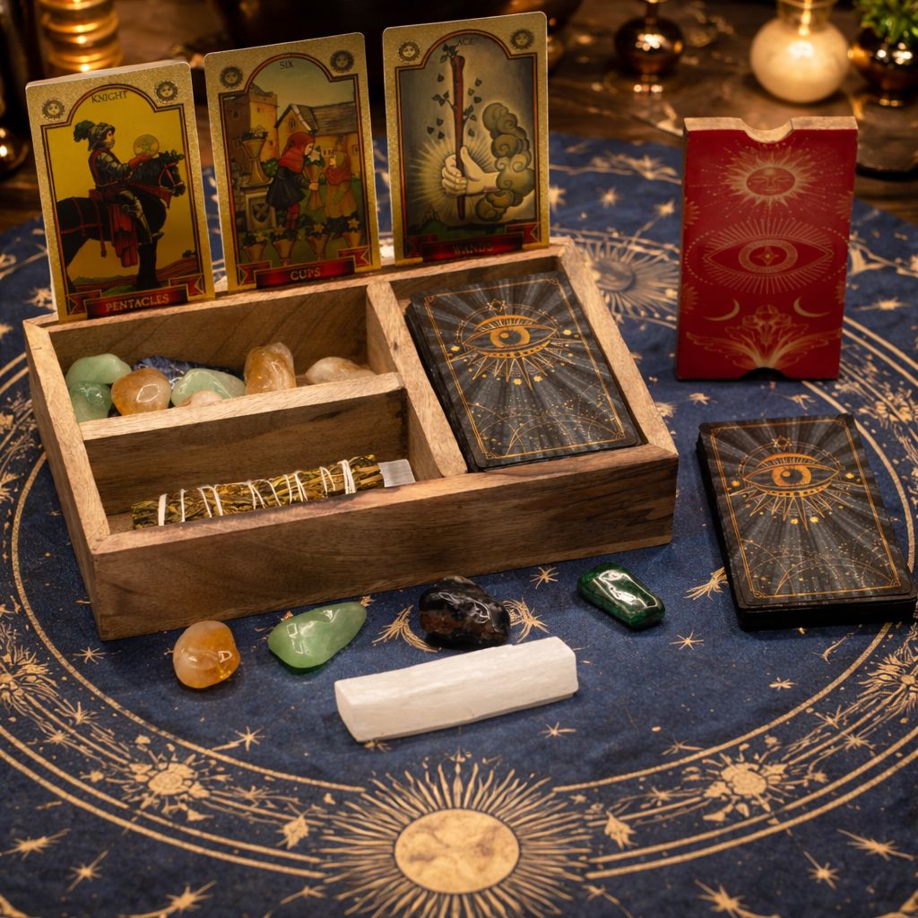 Krabička na tarot se třemi přihrádkami