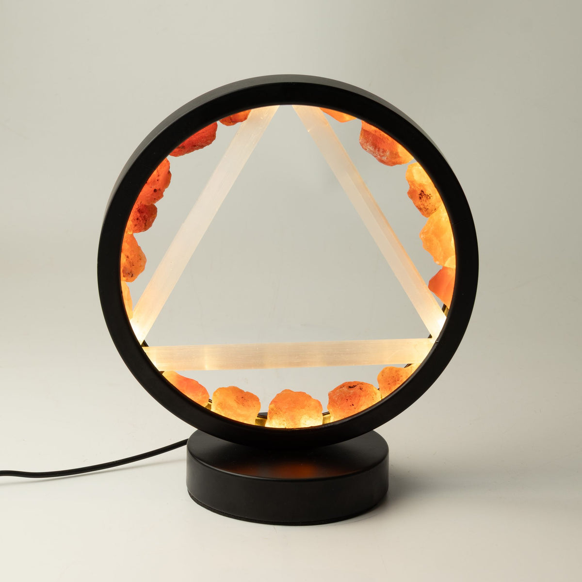 Dekorativní lampa Halo – karneol a selenit · Oheň