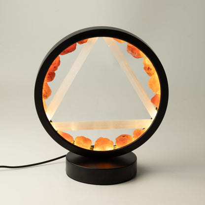Dekorativní lampa Halo – karneol a selenit · Oheň