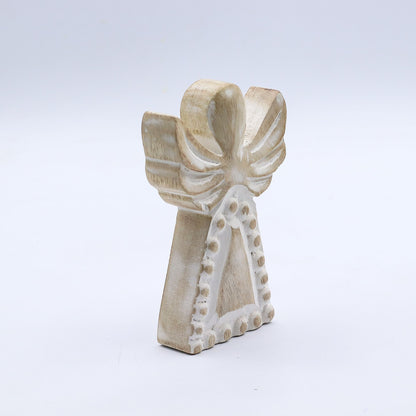 Anděl z Mangového Dřeva - Bílý Vymývaný - 13cm