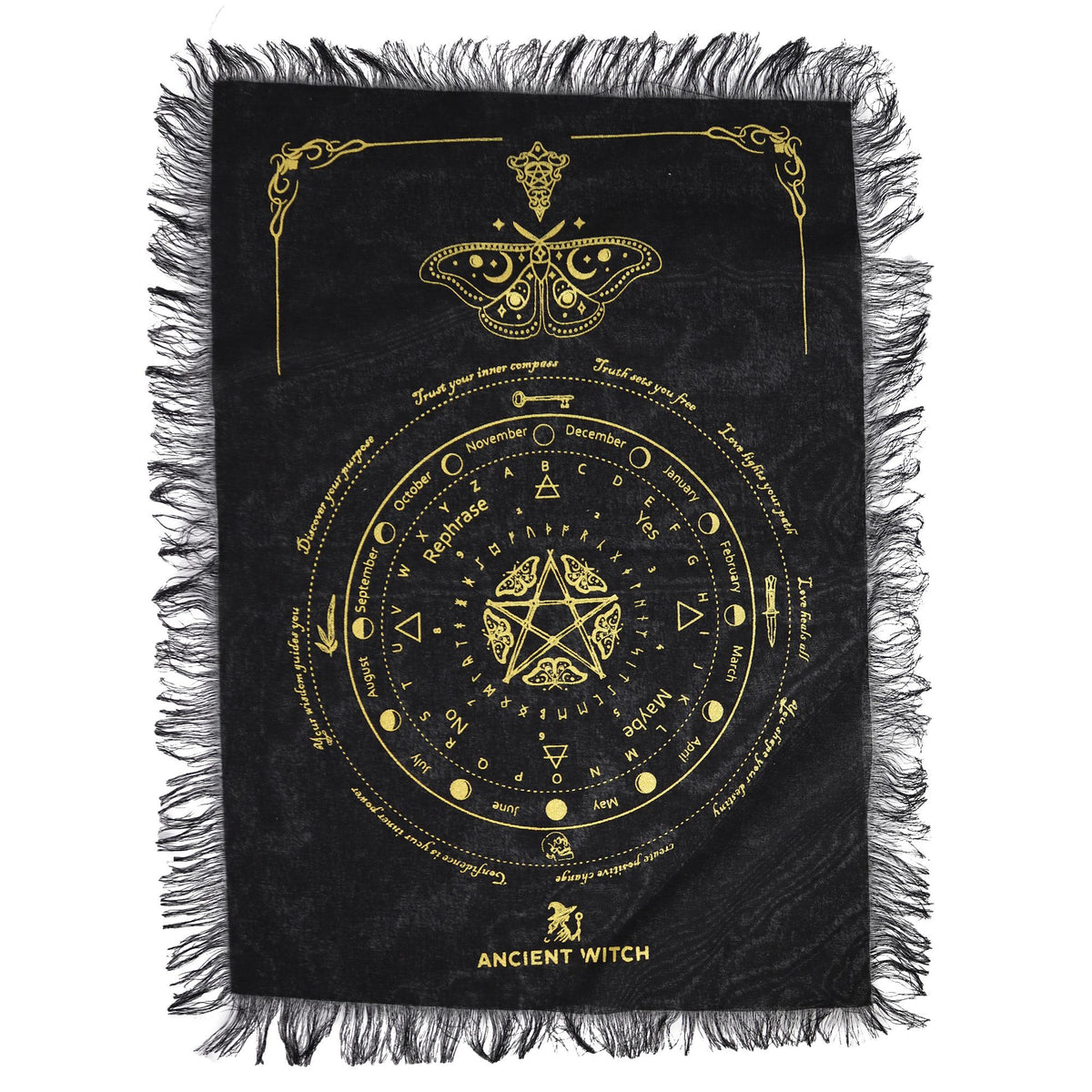 Podložka pro kyvadlo Ancient Witch – Můra · černá a zlatá