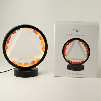 Dekorativní lampa Halo – karneol a selenit · Oheň