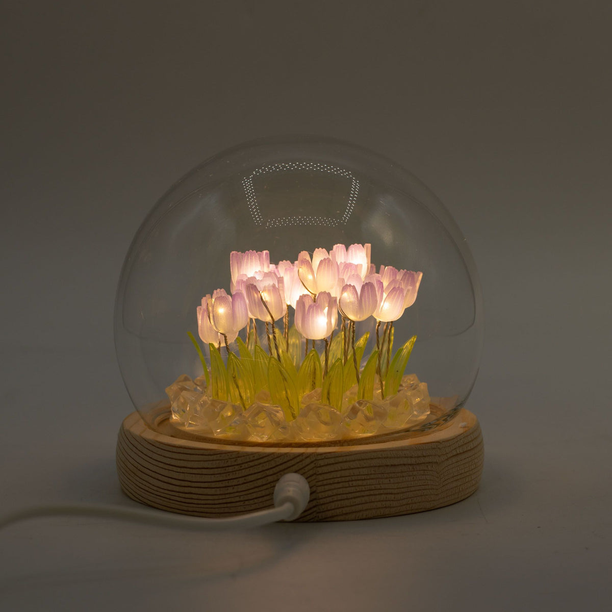 Světelná dekorace pod sklem – Tulipány · USB