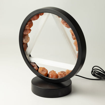 Dekorativní lampa Halo – karneol a selenit · Oheň