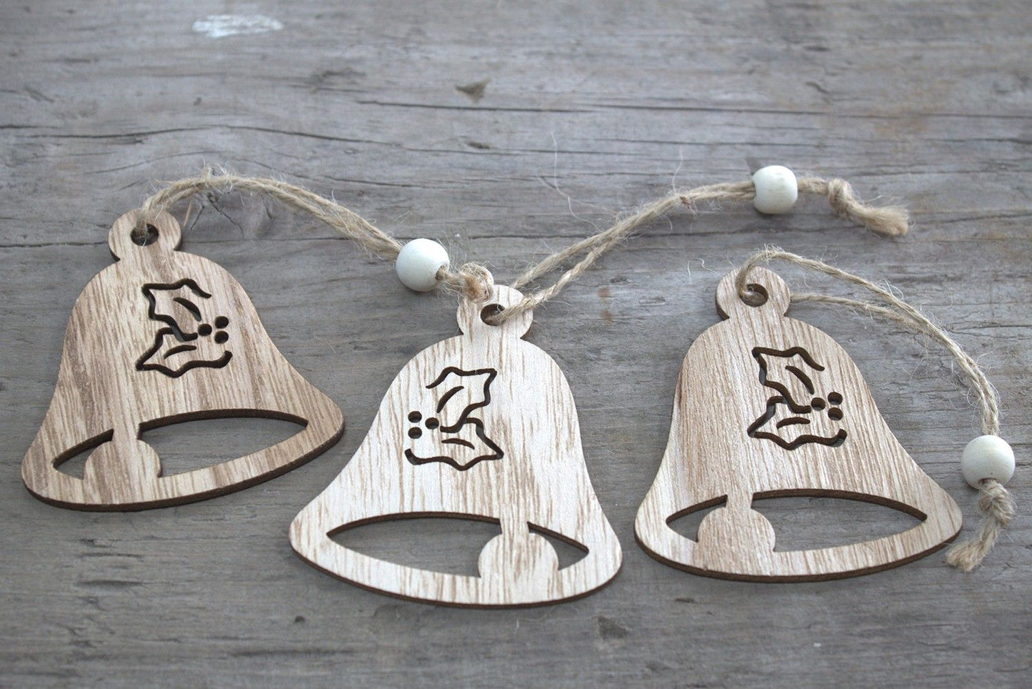 Balení 3 ks dřevěná vánoční dekorace – Zvonek