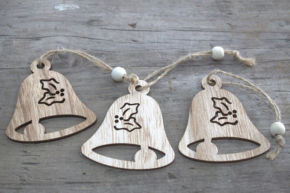 Balení 3 ks dřevěná vánoční dekorace – Zvonek