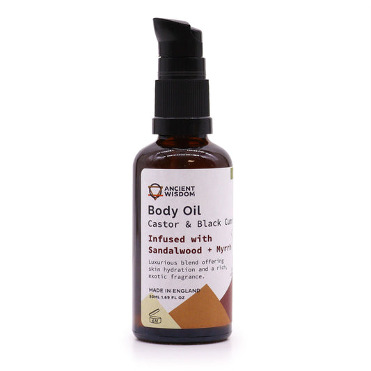 Organický tělový olej 50ml - santalové dřevo a myrha