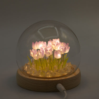 Světelná dekorace pod sklem – Tulipány · USB