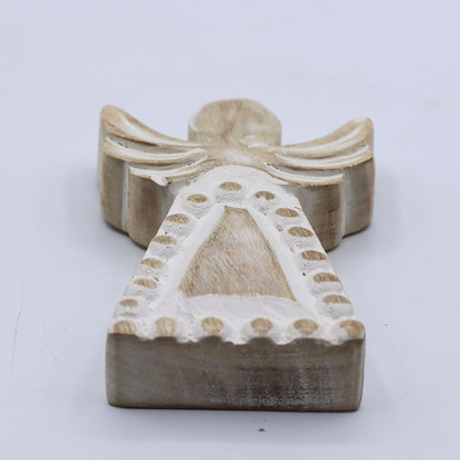Anděl z Mangového Dřeva - Bílý Vymývaný - 13cm