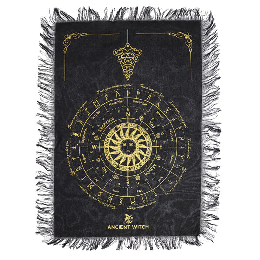 Podložka pro kyvadlo Ancient Witch – Slunce · černá a zlatá
