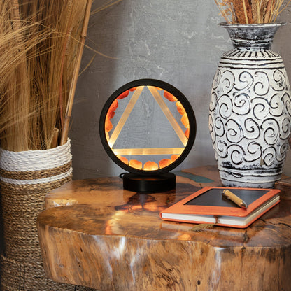 Dekorativní lampa Halo – karneol a selenit · Oheň