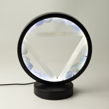 Dekorativní lampa Halo – akvamarín a selenit · Voda