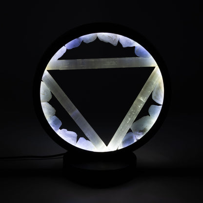 Dekorativní lampa Halo – akvamarín a selenit · Voda