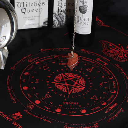 Podložka pro kyvadlo Ancient Witch – Slunce · černá a červená