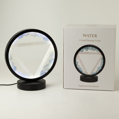 Dekorativní lampa Halo – akvamarín a selenit · Voda