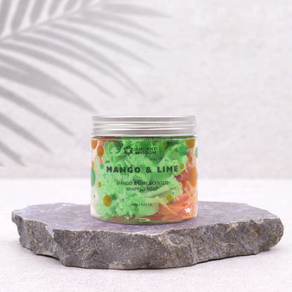 Šlehané krémové mýdlo Mango & limetka, 120 g.