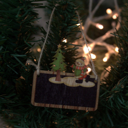 Balení 2 ks dřevěná vánoční dekorace – Sněhulák & Stromeček