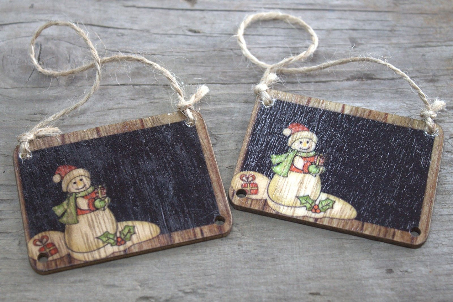 Balení 2 ks dřevěná vánoční dekorace – Sněhulák