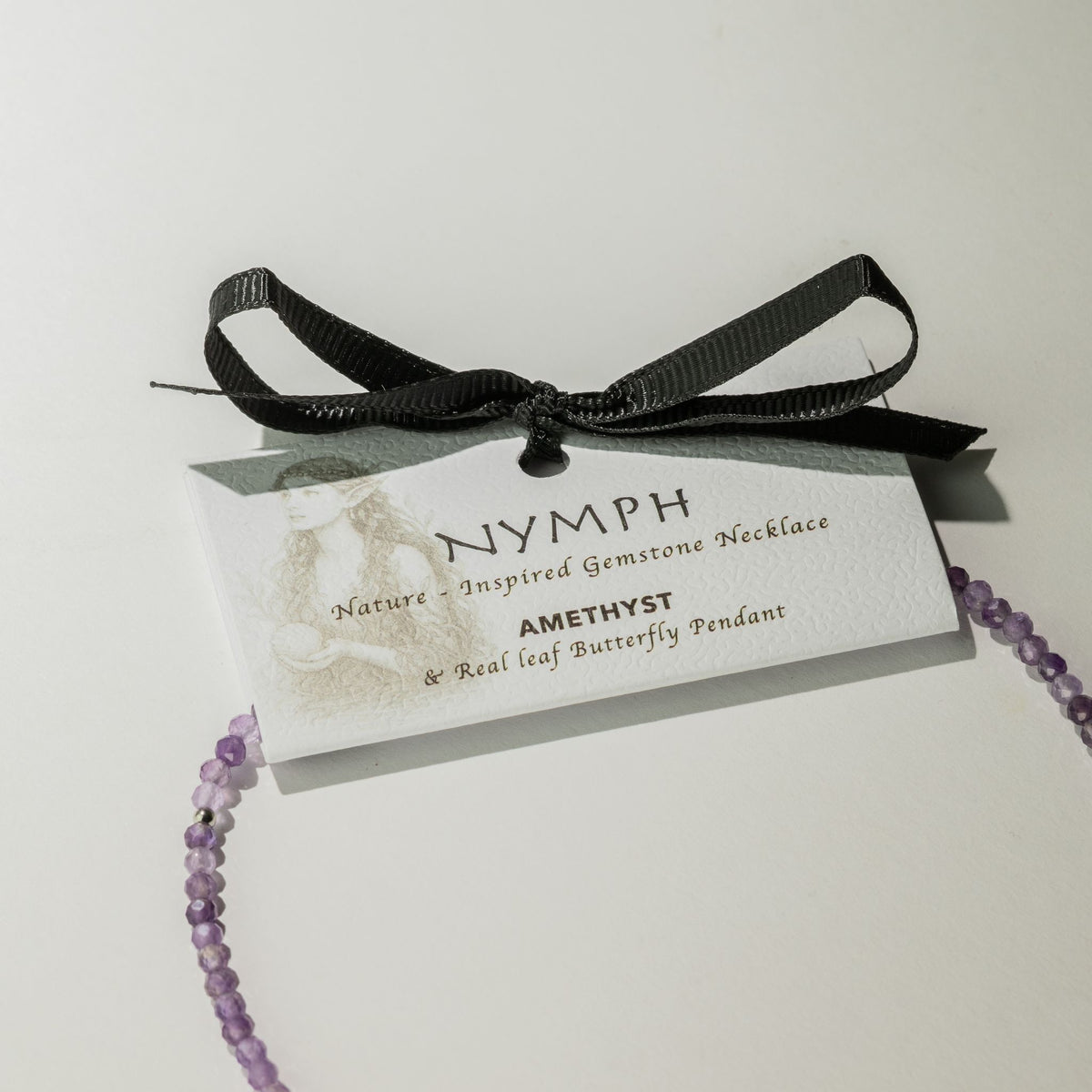 Minerální náhrdelník Nymph s motýlem – ametyst