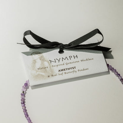 Minerální náhrdelník Nymph s motýlem – ametyst
