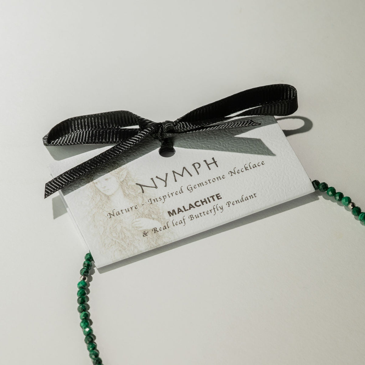 Minerální náhrdelník Nymph s motýlem – malachit
