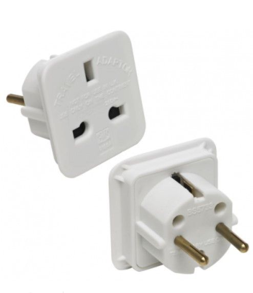 White UK to Euro Travel Adaptor 7.5 Amp.