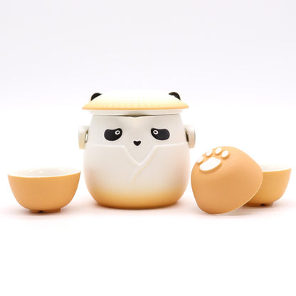 Set čajové konvice Panda a tři šálky – oranžový