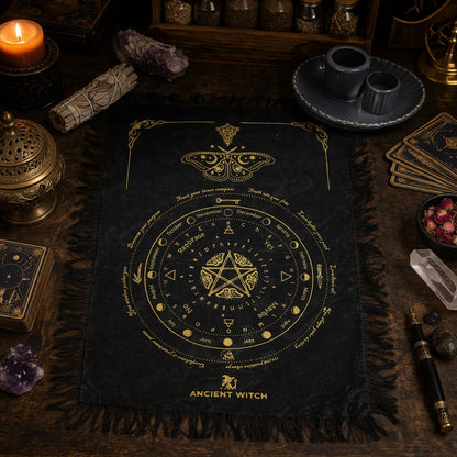 Podložka pro kyvadlo Ancient Witch – Můra · černá a zlatá