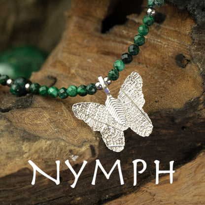 Minerální náhrdelník Nymph s motýlem – malachit
